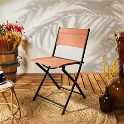 MELOM - Lot de 4 Chaises Pliantes Textilène Terracotta