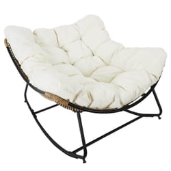 Merida - Fauteuil à Bascule Blanc avec Assise Capitonnée