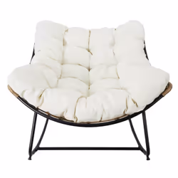 Merida - Fauteuil à Bascule Blanc avec Assise Capitonnée