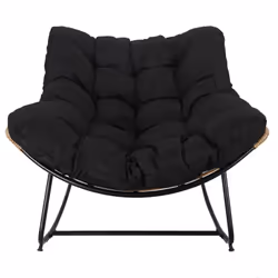 Altobuy - merida - Fauteuil à Bascule Noir avec Assise Capitonnée - Noir