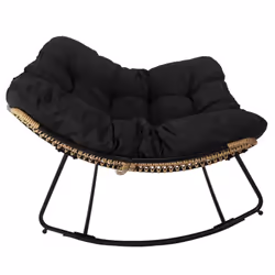 Altobuy - merida - Fauteuil à Bascule Noir avec Assise Capitonnée - Noir - Vue supplémentaire 4