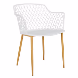Tressie - Lot de 4 Fauteuils Blancs Pieds Effet Bois Verni - Blanc