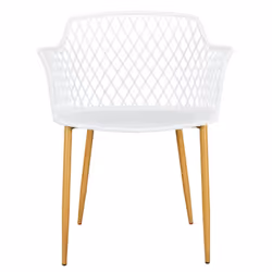 Tressie - Lot de 4 Fauteuils Blancs Pieds Effet Bois Verni - Blanc - Vue supplémentaire 4