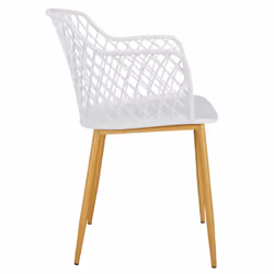 Tressie - Lot de 4 Fauteuils Blancs Pieds Effet Bois Verni - Blanc - Vue supplémentaire 5