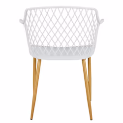 Tressie - Lot de 4 Fauteuils Blancs Pieds Effet Bois Verni - Blanc - Vue supplémentaire 6
