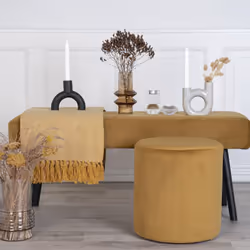 Bubbel - Pouf Rond Ø34cm Velours Coloris Moutarde