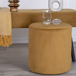 Bubbel - Pouf Rond Ø34cm Velours Coloris Moutarde