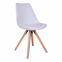 Nibben - Lot de 4 Chaises Blanches et Piétement Hévéa - Blanc