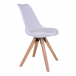 Nibben - Lot de 4 Chaises Blanches et Piétement Hévéa - Blanc