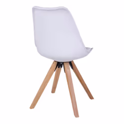 Nibben - Lot de 6 Chaises Blanches et Piétement Hévéa - Blanc - Vue supplémentaire 4
