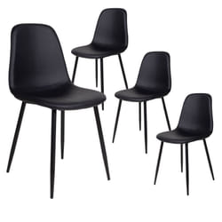 Dyvik - Lot de 4 Chaises Simili Noir et Piétement Acier Noir