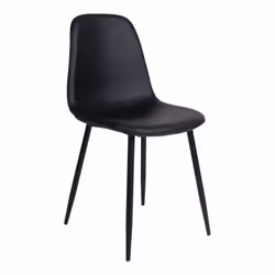 Dyvik - Lot de 4 Chaises Simili Noir et Piétement Acier Noir