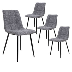 Strib - Lot de 4 Chaises Tissu Gris Tacheté et Piétement Acier - Gris