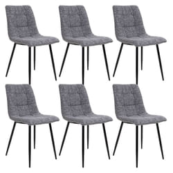 Strib - Lot de 6 Chaises Tissu Gris Tacheté et Piétement Acier - Gris