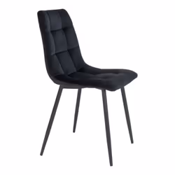 STRIB - Lot de 4 Chaises Velours Noir et Piétement Acier - Vue supplémentaire 4