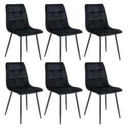 STRIB - Lot de 6 Chaises Velours Noir et Piétement Acier