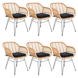 Altobuy - pila - Lot de 6 Fauteuils Rotin Synthétique Naturel et Pieds Acier - Naturel