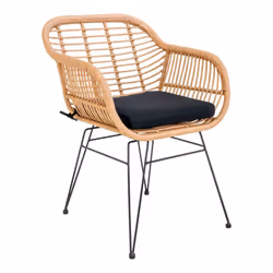 Altobuy - pila - Lot de 6 Fauteuils Rotin Synthétique Naturel et Pieds Acier - Naturel - Vue supplémentaire 2