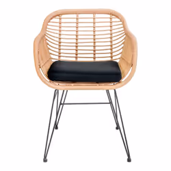 Altobuy - pila - Lot de 6 Fauteuils Rotin Synthétique Naturel et Pieds Acier - Naturel - Vue supplémentaire 4