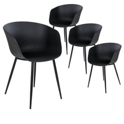 Montana - Lot de 4 Chaises PolyPropylène Noir et Pieds Acier - Noir