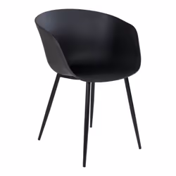 Montana - Lot de 4 Chaises PolyPropylène Noir et Pieds Acier - Noir