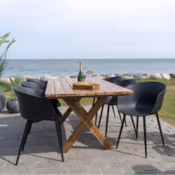 Montana - Lot de 4 Chaises PolyPropylène Noir et Pieds Acier - Noir