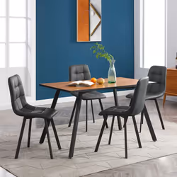 IZMIR - Ensemble Repas Table Rectangulaire + 4 Chaises Gris Foncé