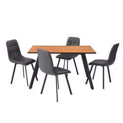 IZMIR - Ensemble Repas Table Rectangulaire + 4 Chaises Gris Foncé