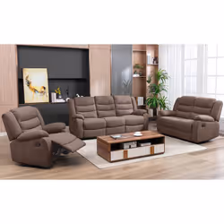 Phoenix - Canapé Relax Manuel 3 Places Tissu Marron - Marron foncé
