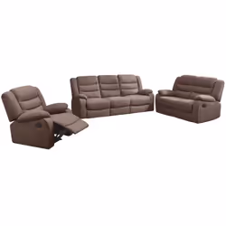 Phoenix - Canapé Relax Manuel 3 Places Tissu Marron - Marron foncé