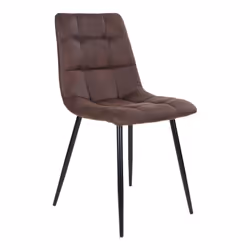 Strib - Lot de 2 Chaises Tissu Marron Foncé et Piétement Acier - Marron foncé
