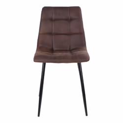 Strib - Lot de 2 Chaises Tissu Marron Foncé et Piétement Acier - Marron foncé