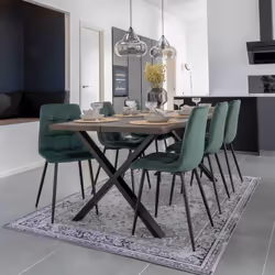 STRIB - Lot de 2 Chaises Velours Vert Foncé et Piétement Acier