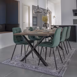 STRIB - Lot de 2 Chaises Velours Vert Foncé et Piétement Acier - Vue supplémentaire 7