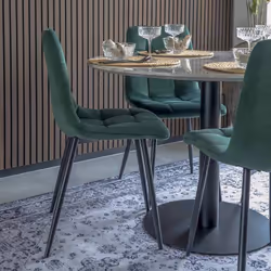STRIB - Lot de 2 Chaises Velours Vert Foncé et Piétement Acier - Vue supplémentaire 8