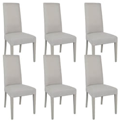 Lascala - Lot de 6 Chaises Tissu Gris Perlé et Pieds Laqués - Gris