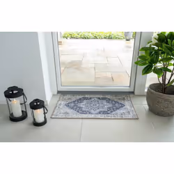 Altobuy - colaba - Tapis d'Entrée 50x80cm avec Motifs Bleu - Blanc