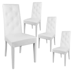 Altobuy - trevi - Lot de 4 Chaises Simili Blanc et Pieds Laqués