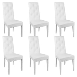TREVI - Lot de 6 Chaises Simili Blanc et Pieds Laqués