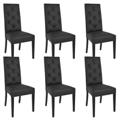 Trevi - Lot de 6 Chaises Simili Noir et Pieds Laqués - Noir