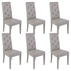 Trevi - Lot de 6 Chaises Simili Gris Clair et Pieds Laqués - Gris