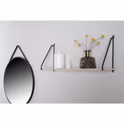 Altobuy - salinas - Etagère Murale Bois et Acier Noir - Marron clair