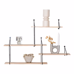Altobuy - melrose - Etagère 4 Niveaux Bois et Acier Noir - Marron clair