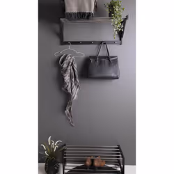 Bosco - Portemanteau Mural Peuplier Noir et Acier Chromé - Noir - Vue supplémentaire 4