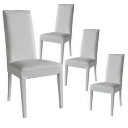 TORINO - Lot de 4 Chaises Simili Blanc et Pieds Laqués