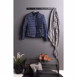Silani - Portemanteau 5 Crochets Peuplier Noir et Acier - Noir