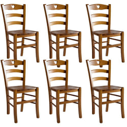 NAPLES - Lot de 6 Chaises Teinté Chêne et Assises en Bois