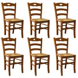 Altobuy - suzy - Lot de 6 Chaises Teinté Chêne et Assises en Paille