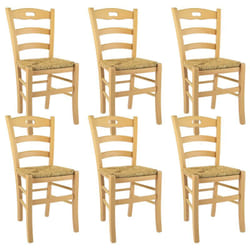 Altobuy - suzy - Lot de 6 Chaises Naturelles et Assises en Paille