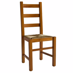Orta - Lot de 4 Chaises Teinté Chêne et Assises en Paille - Naturel